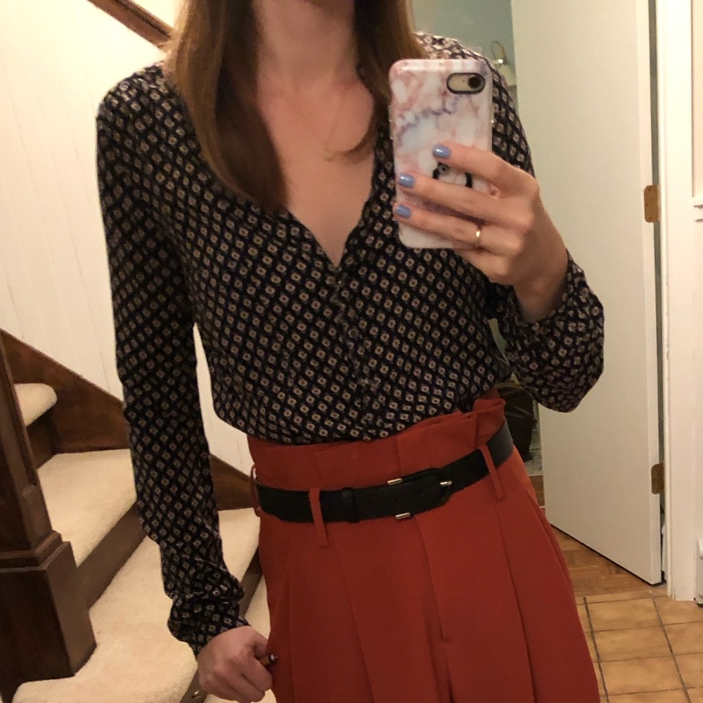 Half button patterned blouse